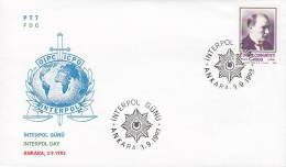 Turkey Sonderstempel 1993 Cover Brief Interpol Day Ataturk Stamp - Storia Postale