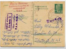 DDR  P70 IF  Frage-Postkarte III/18/97  Bad Blankenburg - Berlin  ZURÜCK 1964 ! - Postkaarten - Gebruikt