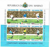 S.Marino 1990 - Foglietto Nuovo** Campionati Mondiali Di Calcio "ITALIA 90" 6 Valori X £. 700 - Blocs-feuillets