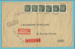 768 (x6) Op Brief Per EXPRES Met Stempel DINANT, Met Stempel TROUVE A LA BOITE,  Verso Groene !! Naamstempel DINANT 1 !! - 1948 Export