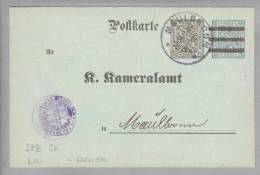 Heimat DE BW MAULBORN 1908-11-01 Auf DIENSTGANZSACHE Mi#DPB2b - Postal  Stationery