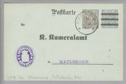 Heimat DE BW DÜRRMENZ (Mühlacker) 1909-05-31 Auf DIENSTGANZSACHE Mi#DPB2b - Ganzsachen
