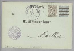 Heimat DE BW STERNENFELS  1908-11-01auf DIENSTGANZSACHE Mi#DPB2b - Postwaardestukken