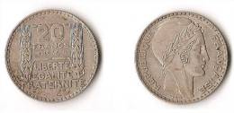 FRANCE  20  FRANCS  1934  ARGENT  QUALITE ! - 20 Francs