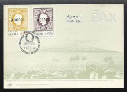 PORTUGAL - AÇORES - TERCEIRA FAIAL PICO - EVOCAÇÃO DA PRIMEIRA EMISSÃO DOS AÇORES - 2 SCANS - CARTE MAXIMUM - MAXICARD - Cartes-maximum (CM)