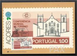 PORTUGAL - AÇORES - IGREJA MATRIZ - CONFERÊNCIA MUNDIAL DE TURISMO - BPA 3 - 2 SCANS - CARTE MAXIMUM - MAXICARD - Maximum Cards & Covers