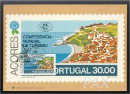 PORTUGAL - AÇORES - CORVO - VILA ROSÁRIO - CONFERÊNCIA MUNDIAL DE TURISMO - BPA 7 - 2 SCANS - CARTE MAXIMUM - MAXICARD - Cartoline Maximum