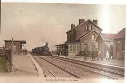 62 - Vitry En Artois - La Gare Colorisée (arrivée D´un Train) Pas Courante - Vitry En Artois