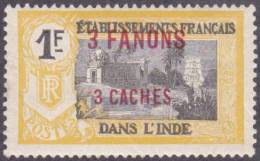 Inde - N°  73 * Temple Près De PONDICHERY Surcharge 3 Fanons 3 CACHES Sur 1f Jaune Et Noir - Unused Stamps