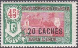 Inde - N°  79 * Temple Près De PONDICHERY Surcharge 20 CACHES Sur 45c Vert Et Rouge - Unused Stamps