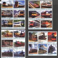 Angola 2000 Trains 4 Different Blocks Of 6 CTO - Angola