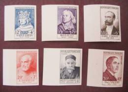 1955  RARE Serie Personnages Celebres Non Dentele Grand BDF Y&T 989-994 - Cote: 225euros - Ohne Zuordnung