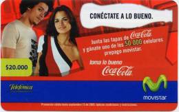 Lote TT20, Colombia, Tarjetas Telefonicas, Phone Cards, Coca Cola,  Movistar, 20.000, Coke, Used - Kolumbien