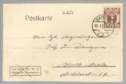 DR Danzig 1923-01-12 Postkarte Nach Halle Mit Mi#126 EF - Lettres & Documents