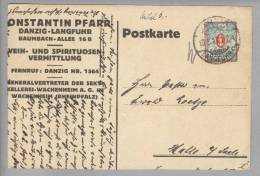 DR Danzig 1923-03-18 Privatganzsache 50 Mark Beschnitten - Storia Postale