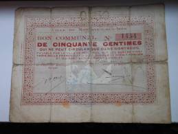 Pas-de-Calais 62 Montreuil-sur-mer , 1ère Guerre Mondiale 50 Centimes - Notgeld