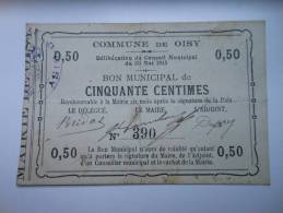 Aisne 02 Oisy , 1ère Guerre Mondiale 50 Centimes R - Bonos
