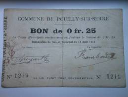 Aisne 02 Pouilly-sur-Serre  , 1ère Guerre Mondiale 25 Centimes R - Bons & Nécessité