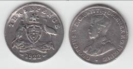 **** AUSTRALIE - AUSTRALIA - 3 PENCE 1922 - THREE PENCE 1922 - ARGENT - SILVER **** EN ACHAT IMMEDIAT !!! - Threepence