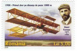 Romania / Aviacy / First Flight Over 1000m Henry Farman - Ongebruikt