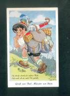 AK Gruss Aus Bad Munster A.Stein Carte Systeme Depliant 10 Vues Randonneur Sac à Dos  Chapeau Tyrolien Bouteille Lait - Bad Muenster A. Stein - Ebernburg