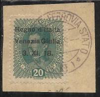 VENEZIA GIULIA 1918 SOPRASTAMPATO AUSTRIA OVERPRINTED HELLER 20 H USATO SU FRAMMENTO USED ON PAPER OBLITERE' - Venezia Giuliana