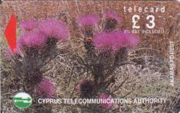 Cyprus, CYP-M-44, 19CYPA, £3 Wild Flowers Of Akamas Forest, Gray Stripe On Backside, 2 Scans - Zypern