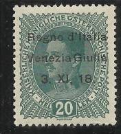 VENEZIA GIULIA 1918 SOPRASTAMPATO AUSTRIA OVERPRINTED HELLER 20 H MNH - Vénétie Julienne