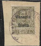 ITALY ITALIA VENEZIA GIULIA 1918 - 1919 SOPRASTAMPATO D´ITALIA ITALY OVERPRINTED CENT. 45 C USATO SU FRAMMENTO USED - Venezia Giuliana