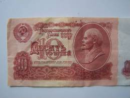 Billet 10 CCCP Portrait LENINE 1961 KÜMME RUBLA Roubles état Moyen Trou De Punaise Centre PLIURES - Russie