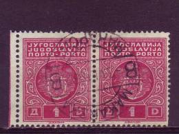 PORTO-COAT OF ARMS-1 DIN-PAIR-TYPE I-POSTMARK-MAKARSKA-CROATIA-YUGOSLAVIA-1931 - Postage Due