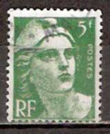 Timbre France Y&T N° 719 (4) Obl.  Marianne De Gandon.  5 F. Vert. Cote 0,15 € - 1945-54 Marianne De Gandon