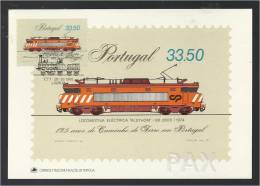 PORTUGAL - LOCOMOTIVA ELÉCTRICA ALSTHOM BB 2600 - 125 ANOS CAMINHO DE FERRO - BPC 8 - 2 SCANS - CARTE MAXIMUM - MAXICARD - Maximum Cards & Covers