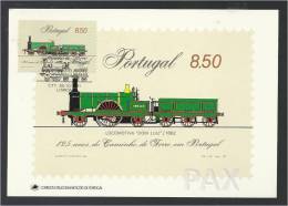 PORTUGAL - LOCOMOTIVA DOM LUIZ - 125 ANOS CAMINHO DE FERRO - BPC 5 - 2 SCANS - CARTE MAXIMUM - MAXICARD - Tarjetas – Máximo