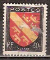 Timbre France Y&T N° 756 (04) Obl.  Armoiries D´Alsace.  30 C. Noir, Rouge Et Jaune. Cote 0,15 € - 1941-66 Coat Of Arms And Heraldry