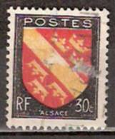 Timbre France Y&T N° 756 (04) Obl.  Armoiries D´Alsace.  30 C. Noir, Rouge Et Jaune. Cote 0,15 € - 1941-66 Stemmi E Stendardi