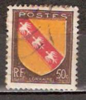 Timbre France Y&T N° 757 (04) Obl.  Armoiries De Lorraine.  50 C. Brun, Jaune Et Rouge. Cote 0,15 € - 1941-66 Coat Of Arms And Heraldry