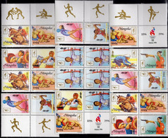 Olympia 1996 Mongolia 2633/1 9x4-Blocks ** 38€ Piktogramm Reit-Sport Judo Ringer Bloc Ss Se-tenants M/s Bf Olympics - Salto
