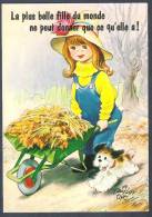 CPSM - ILLUSTRATION A TAYLOR TOT - FILLETTE BROUETTE DE FEUILLES CHIEN - "La Plus Belle Fille Du Monde ...." - Taylor