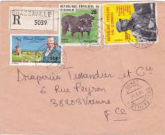 MARCOPHILIE, CONGO, Lettre RECOM., Cachet 1981 BRAZZAVILLEI, PHACOCHERE CHAPPE PRESIDENT/3327 - Andere & Zonder Classificatie