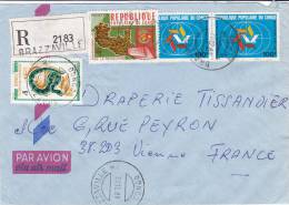 MARCOPHILIE, CONGO, Lettre RECOM., Cachet 1980 BRAZZAVILLE, SERPENT REVOLUTION TOURISME  /3335 - Andere & Zonder Classificatie