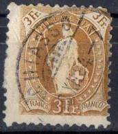 Switzerland 1882 3fr Brown Used  SG 154b - Gebruikt