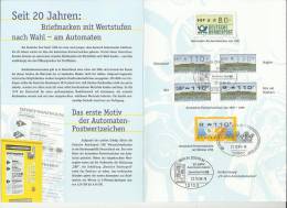 ALEMANIA DOCUMENTO 20 AÑOS DE ATM DIFERENTES MODELOS CON MATASELLOS KOLN Y BERLIN - Machine Labels [ATM]