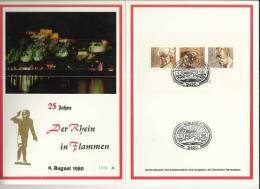 ALEMANIA DOCUMENTO MAT KOBLENZ 1980 25 JAHRE DER RHEIN IN FLAMMEN FUEGOS ARTIFICIALES FIREWORKS - Se-Tenant