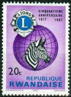 REPUBBLICA DI RWANDA, LIONS CLUB, 1967, FRANCOBOLLO ANNULLATO - Neufs