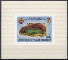 Spain 1982 World Cup, Congo ScC276 Soccer, Stadium, Imperf Sheet - 1982 – Espagne