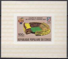 Spain 1982 World Cup, Congo ScC278 Soccer, Stadium, Imperf Sheet - 1982 – Espagne