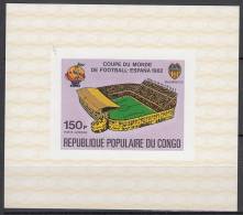 Spain 1982 World Cup, Congo ScC279 Soccer, Stadium, Imperf Sheet - 1982 – Espagne