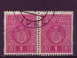 PORTO-COAT OF ARMS-1 DIN-PAIR-TYPE II-POSTMARK-LIVNO-BOSNIA AND HERZEGOVINA-YUGOSLAVIA-1931 - Timbres-taxe