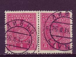 PORTO-COAT OF ARMS-1 DIN-PAIR-TYPE II- 2 POSTMARKS-LIVNO-BOSNIA AND HERZEGOVINA-YUGOSLAVIA-1931 - Postage Due